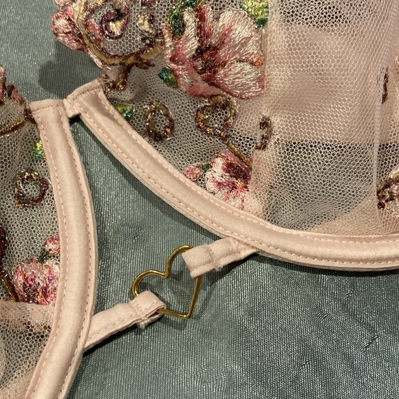 Victoria’s Secret 36Ddd baby pink, sheer floral shimmery Valentine’s Day bra new - Picture 9 of 17